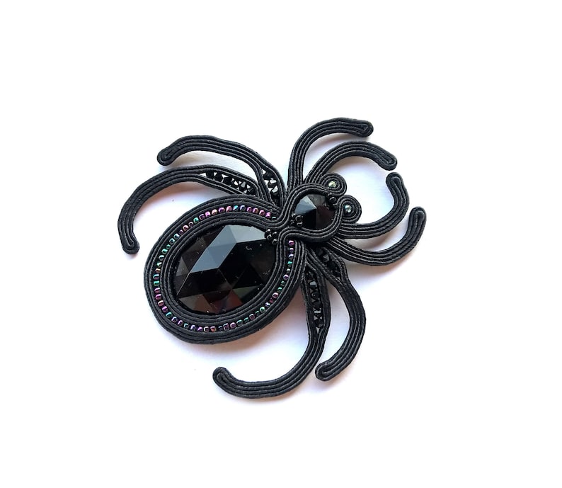 Black spider brooch inspired Halloween Tarantula pin Halloween jewelry Gothic statement accessories Gift for entomologist and insect lovers 