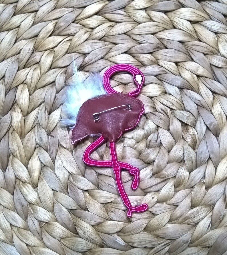 Pink flamingo brooch Large bird brooch Pink soutache brooch Etsy