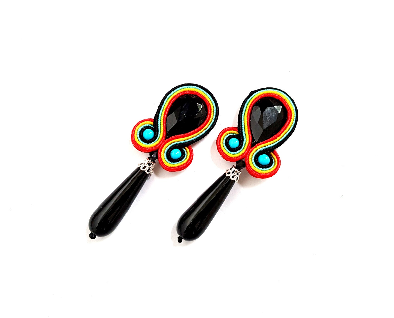 Black onyx earrings with sterling silver Gemstone jewelry Etsy