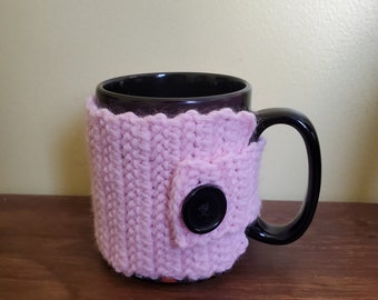 Pink Mug Cozy with Button