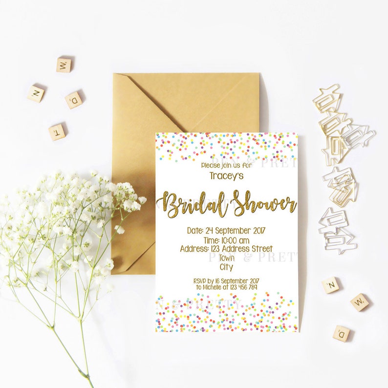 Bridal Shower Printable Invitation Rainbow Sprinkles. Bridal Etsy