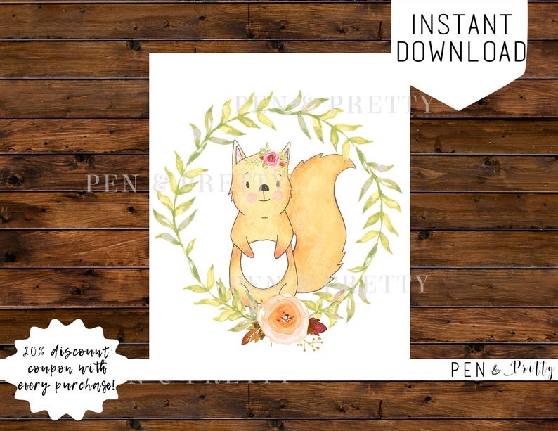 Woodland Animals Nursery Art. Printable Nursery Art. Forest Etsy