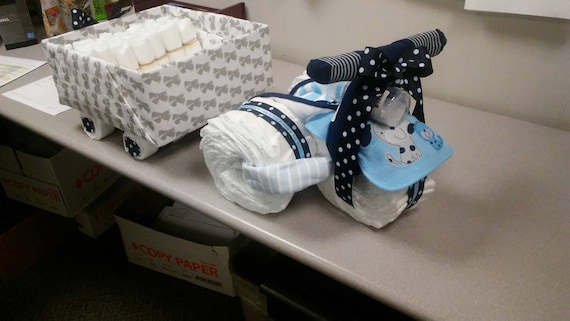tricycle diaper cake with wagon