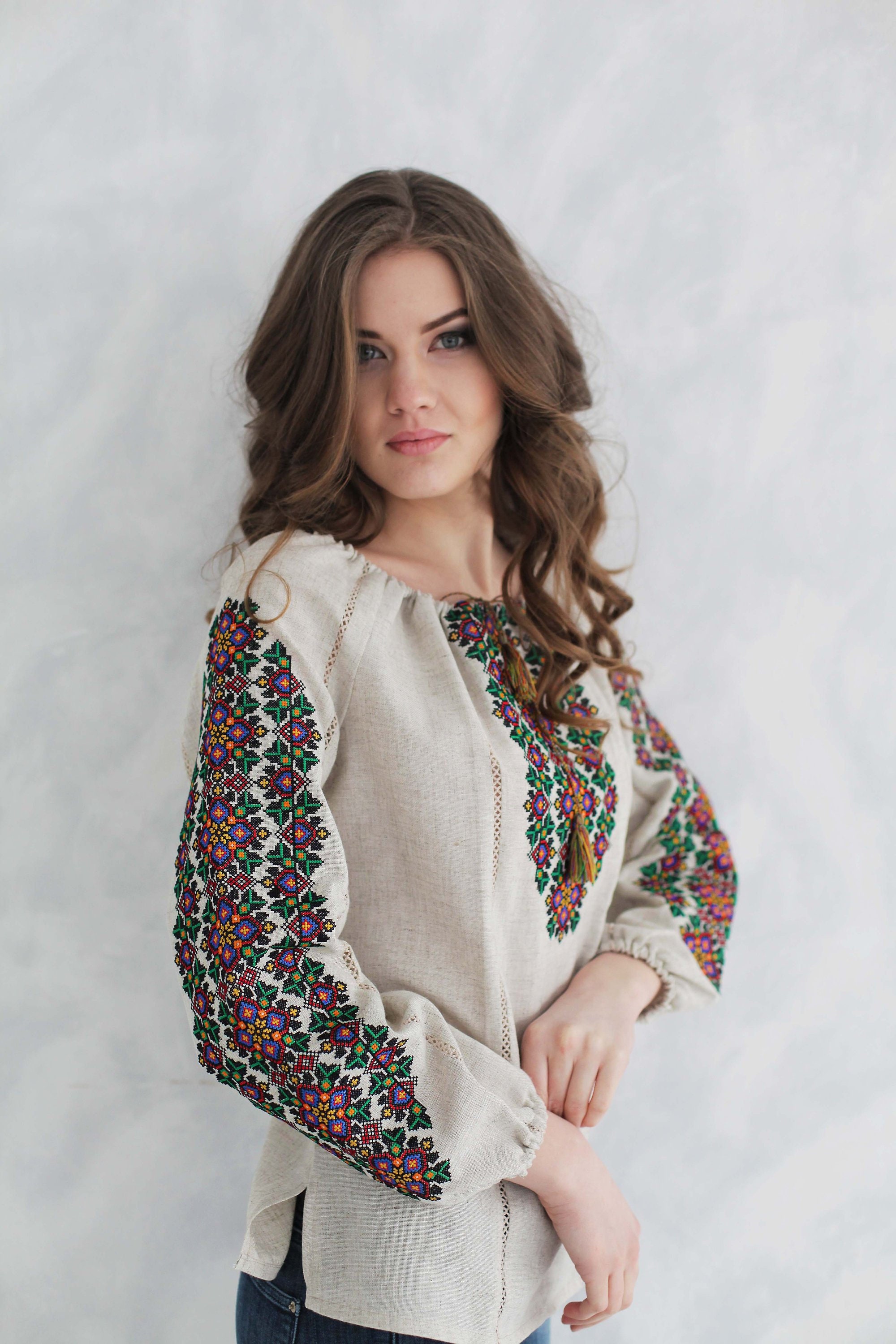 Top Vyshyvanka Natural Cotton Embroidered Blouse Ukrainian | Etsy