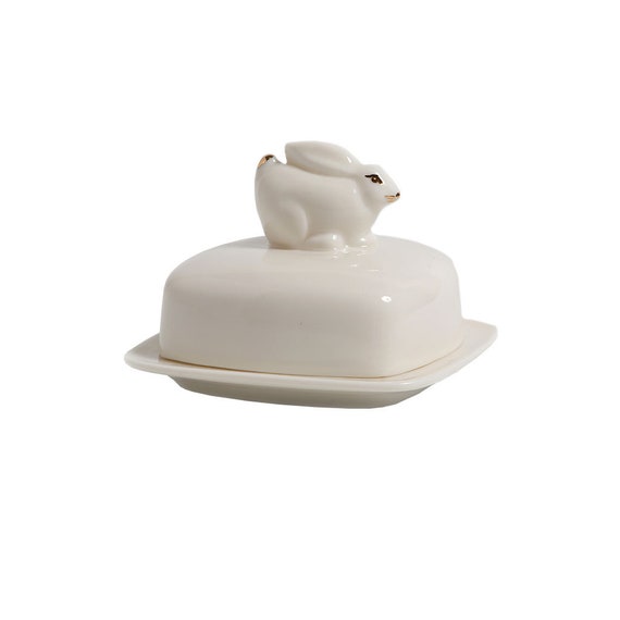 white porcelain butter dish