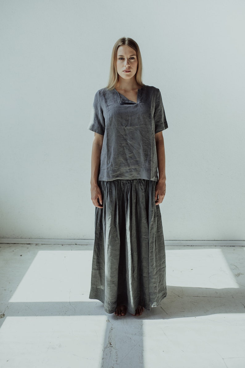 LINEN SKIRT, maxi linen skirt, linen MAXI skirt, long linen skirt, stonewashed linen skirt, natural fiber image 1