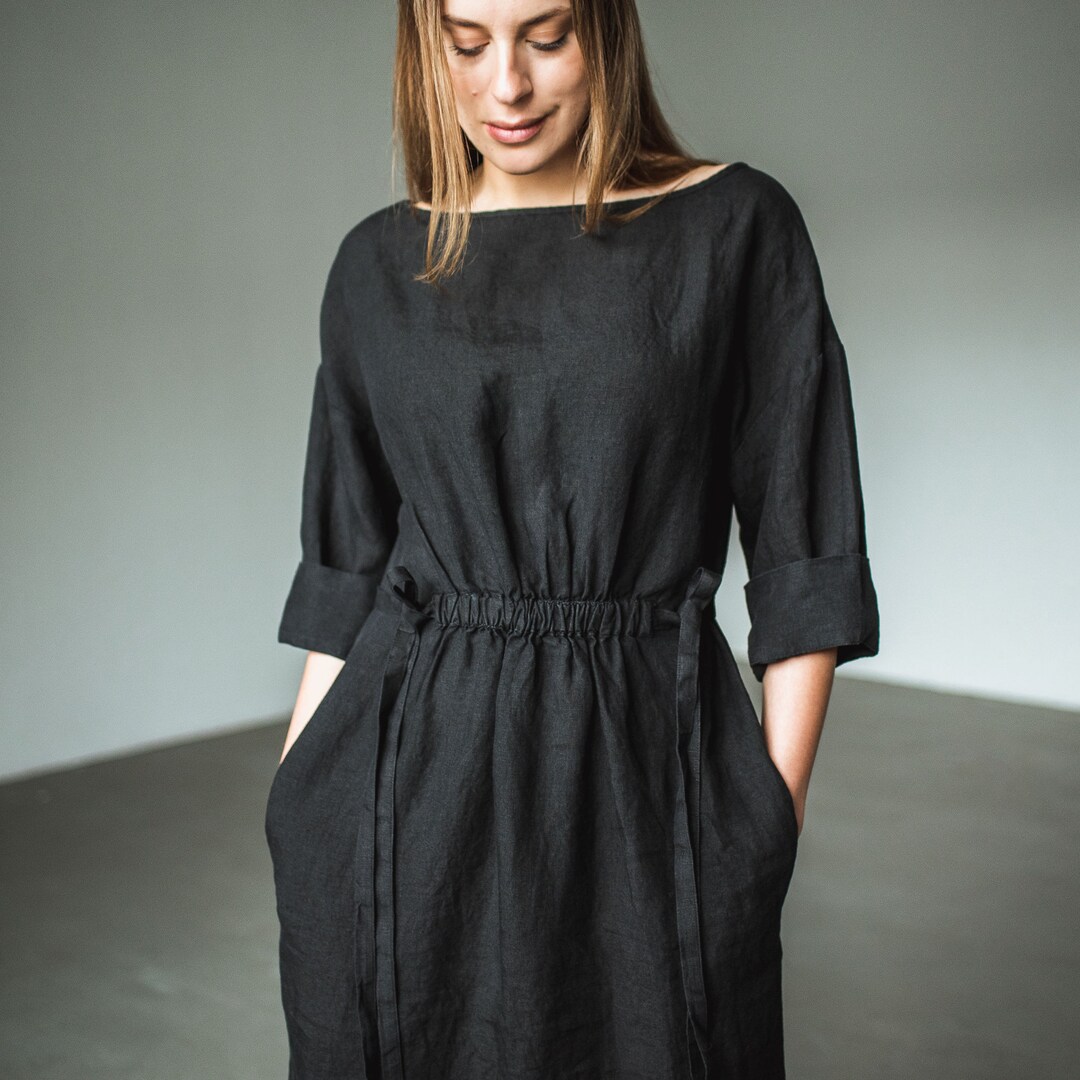 PAINTER DRESS - LINEN - SAND main image 1
