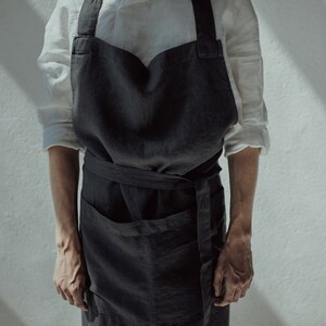 UNISEX LINEN APRON, washed linen, valentine's day gift image 2