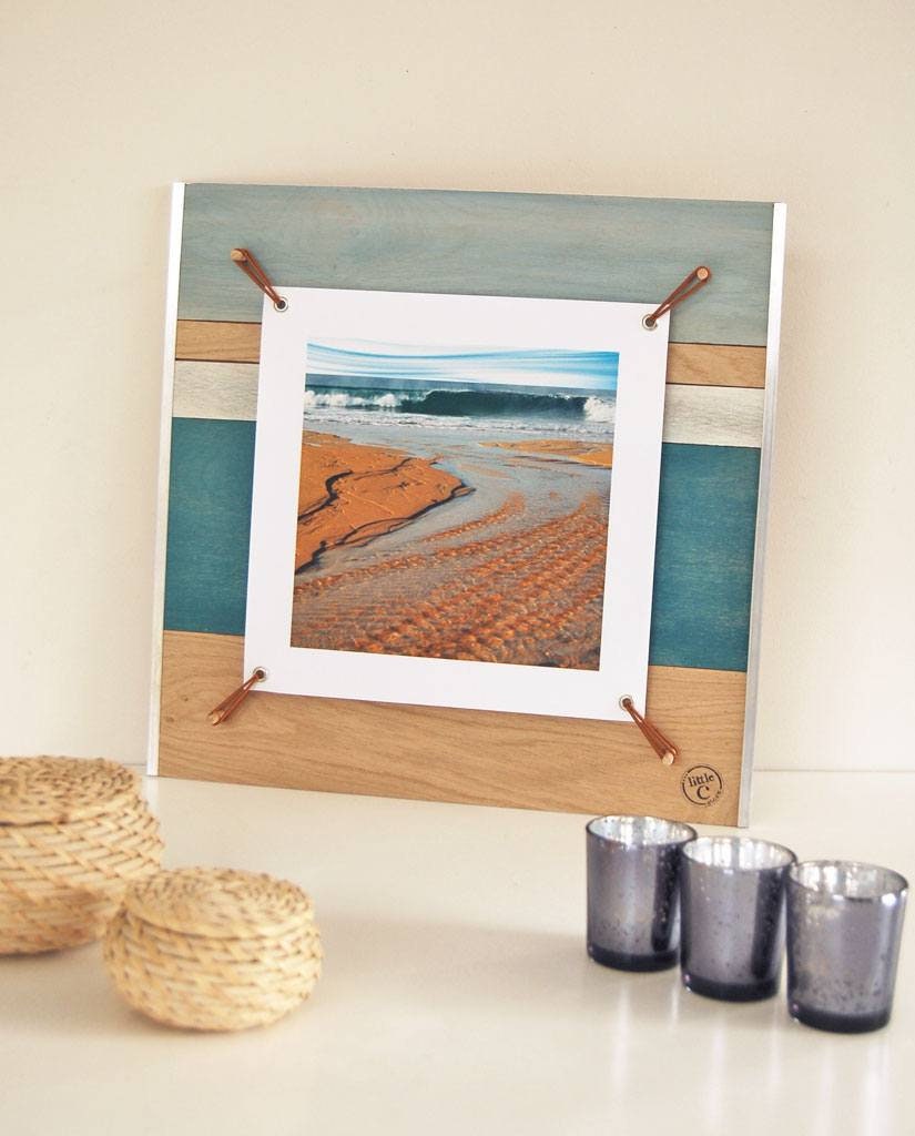 Tableau Photo Déco avec Cadre en Bois et Photos sur Le Thème de La Mer Impression Originale