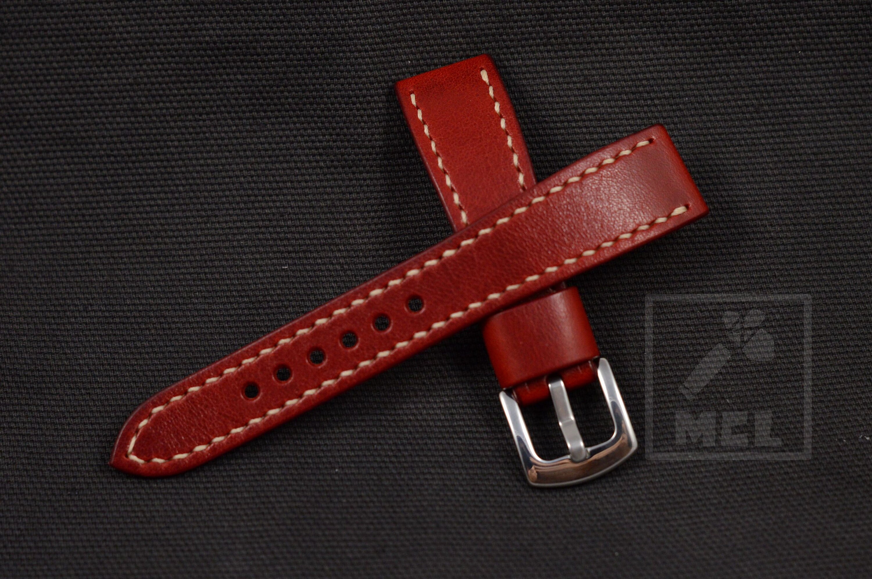 Red watch strap Fullgrain leather men's watch band Etsy
