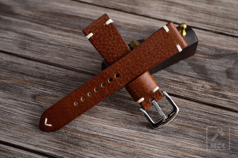 Watch strap Cognac brown leather watch band 18mm 19mm 20mm Etsy