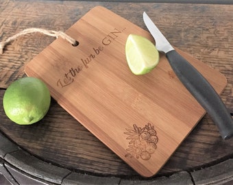 Personalized Gin Chopping Board | Engraved Bamboo Wood Gift