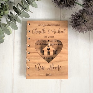 Gepersonaliseerde houten New Home-kaart | Huisverwarmend cadeau | Aandenken | A6-formaat | Handgemaakt