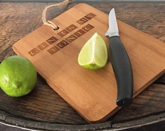 Tabla de cortar ginebra personalizada / Regalo de madera de bambú grabada