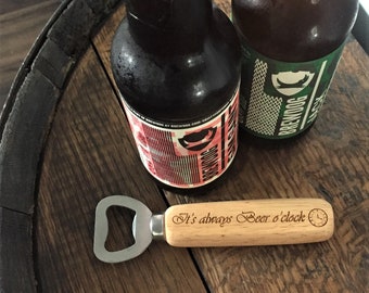 Engraved Wooden Bottle Opener | Personalized Beer Gift