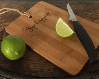 Personalized Bamboo Gin Chopping Board | Laser Engraved Lemon/Lime Cutting Board