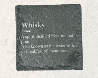 Laser Engraved Slate Coaster, Personalized Whisky Lover Gift