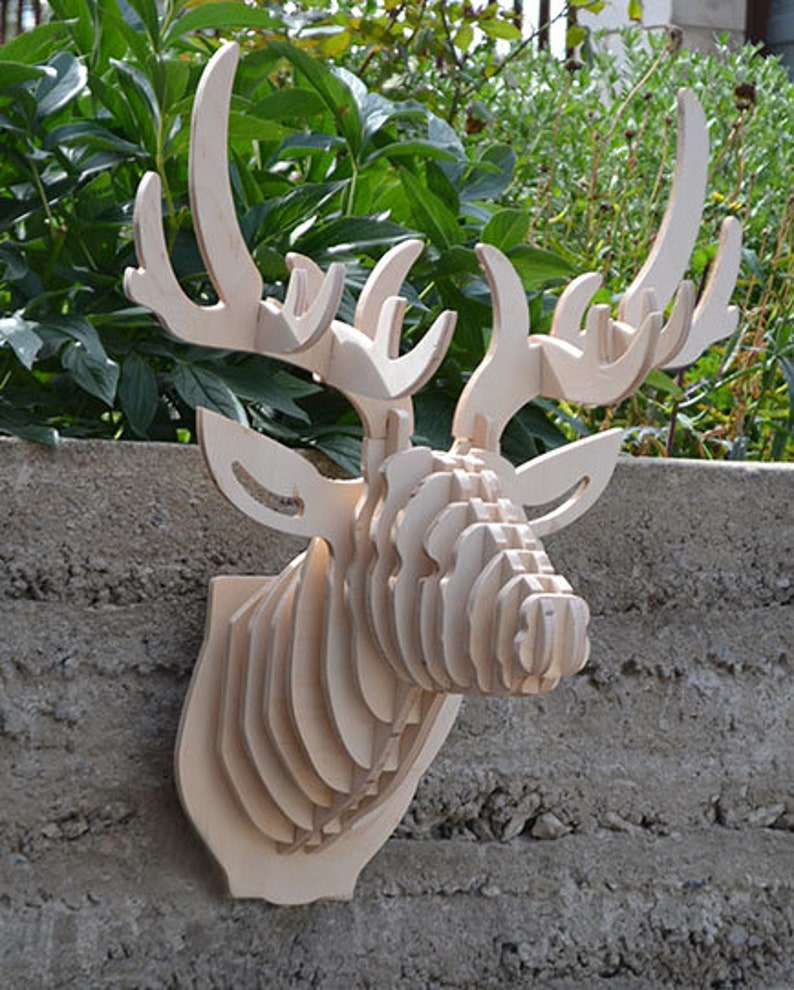 Stag Head - 3D Wall Art - Laser Cut Trophy Head, Home Decor