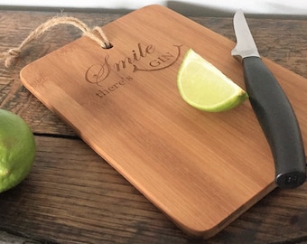 Tabla de cortar ginebra de bambú personalizada / Regalo grabado con láser