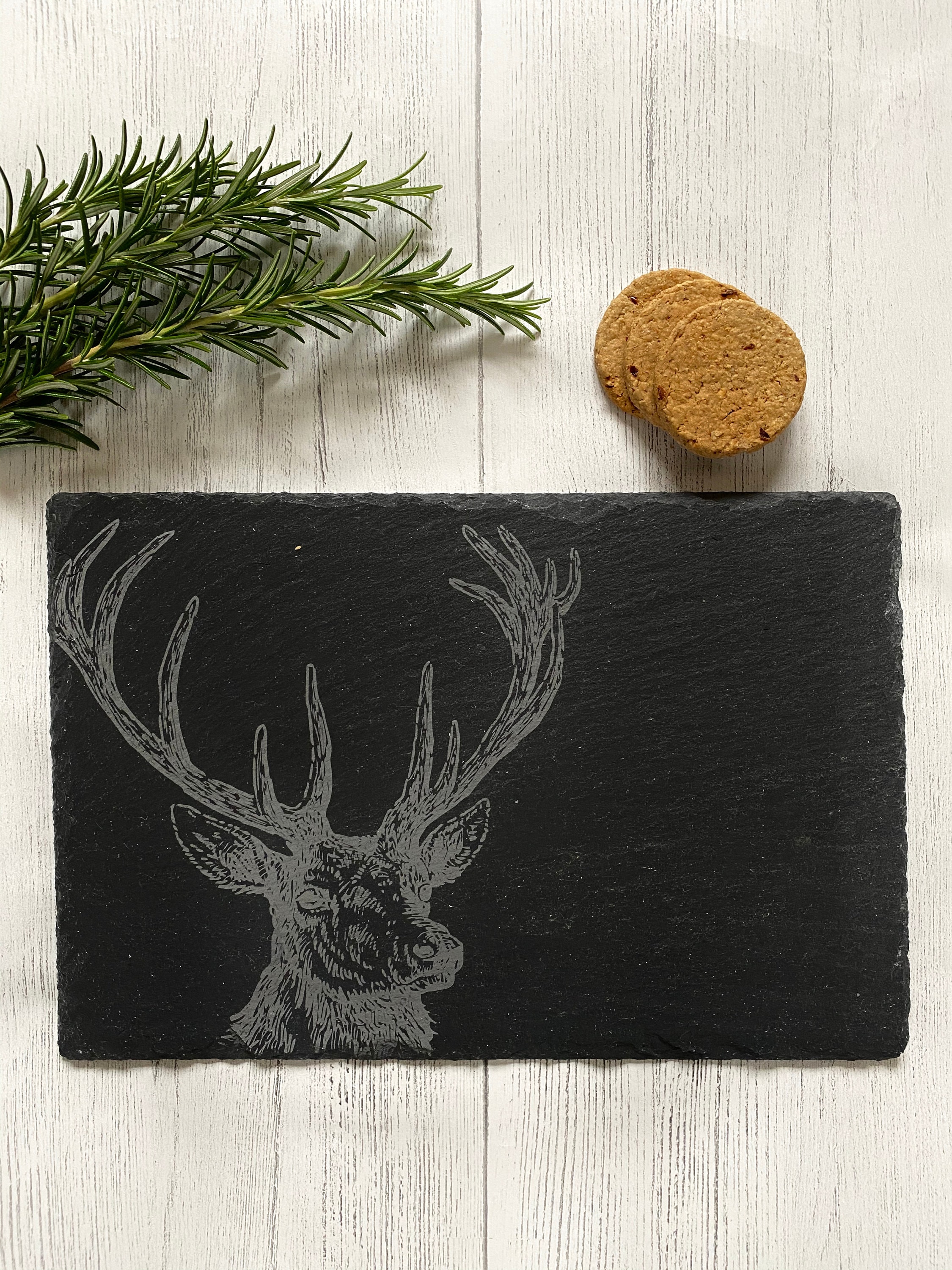 Slate Placemat & Coaster Set Stag Stags Head Laser Engraved Etsy