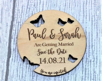 Personalized Wooden Save The Date Magnet | Wedding Invite