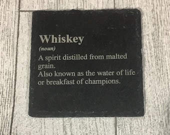 Laser Engraved Slate Coaster, Whiskey Definition, Personalized Gift