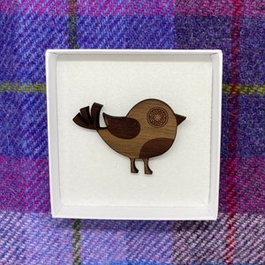 Wooden Brooch -  Bird - Walnut