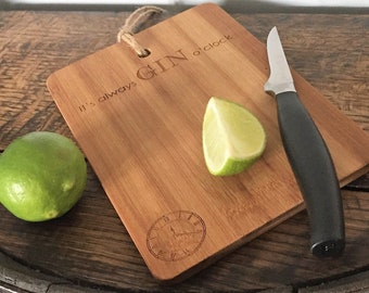 Personalized Bamboo Gin Chopping Board | Engraved Lemon/Lime Board