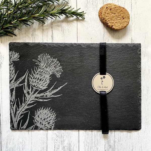 Slate Placemat & Coaster Set Thistle Laser Engraved Placemat Personalised Custom Gift