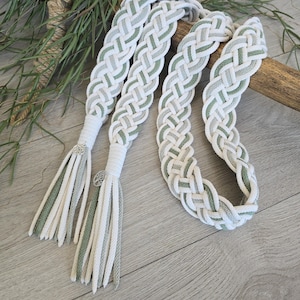 Op maat gemaakt Keltisch handvastingskoord, gevlochten met een massieve kern, heidens handvastingskoord, liefdesknoop, lint, trouwkoord, handvastingskoord afbeelding 5