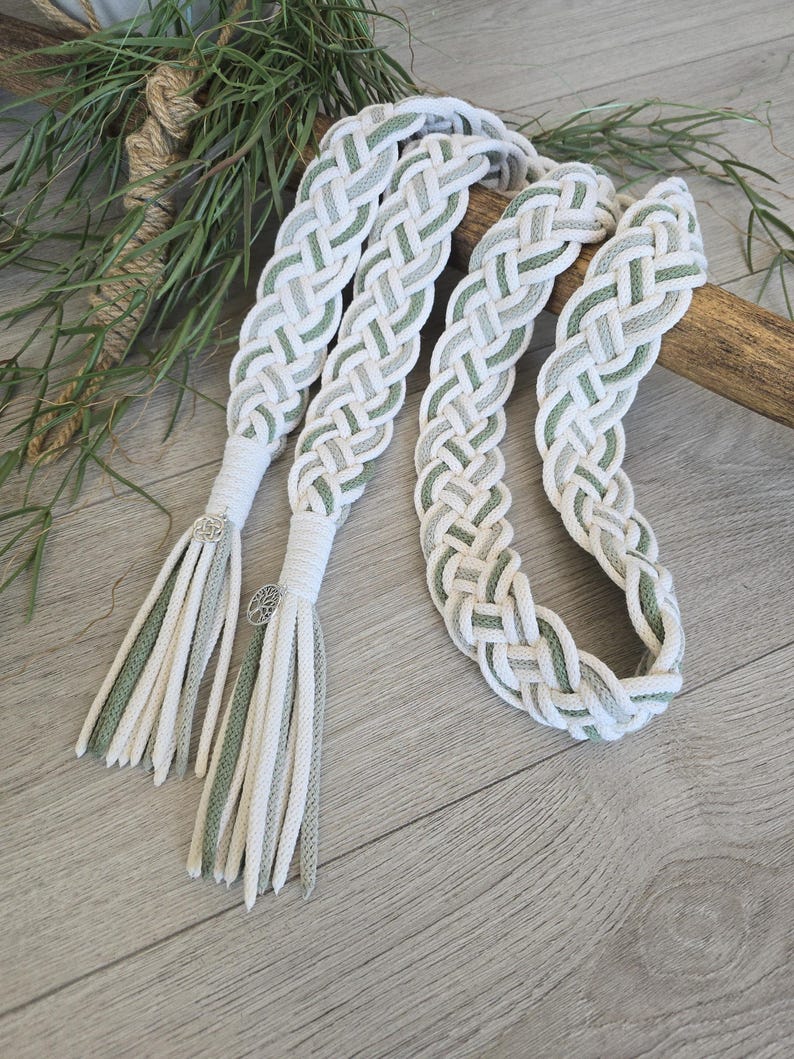 Op maat gemaakt Keltisch handvastingskoord, gevlochten met een massieve kern, heidens handvastingskoord, liefdesknoop, lint, trouwkoord, handvastingskoord afbeelding 5