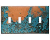 Quadruple Toggle Copper Switch Plate in Azul