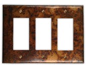 Triple Rocker/GFI Copper Switch Plate in Distressed Medium