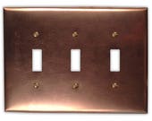 Triple Toggle Copper Switch Plate in Raw Copper