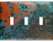 Triple Toggle Copper Switch Plate in Azul