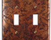 Double Toggle Copper Switch Plate in Distressed Medium
