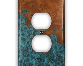 Single Outlet Copper Switch Plate in Azul