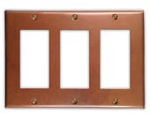 Triple Rocker/GFI Copper Switch Plate in Antique