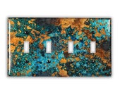 Quadruple Toggle Copper Switch Plate in Mystic Topaz