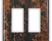 Double Rocker/GFI Copper Switch Plate in Zebra