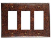 Triple Rocker/GFI Copper Switch Plate in Distressed Dark