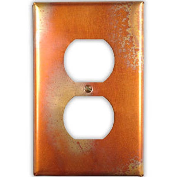 Single Outlet Copper Switch Plate in Flamed
