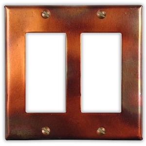 Double Rocker/GFI Copper Switch Plate in Flamed