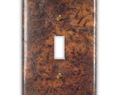 Single Toggle Copper Switch Plate in Distressed Dark