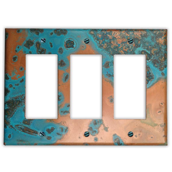 Triple Rocker/GFI Copper Switch Plate in Azul