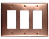 Triple Rocker/GFI Copper Switch Plate in Raw Copper
