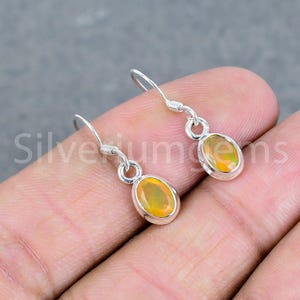 Ethiopian Opal Drop Earrings – 925 Sterling Silver, Natural October Birthstone, Dainty Boho Gemstone Jewelry Gift for Her, Wedding Gift Idea