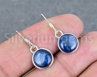 Blue Kyanite Sterling Silver Earrings: Handmade Gemstone Dangles