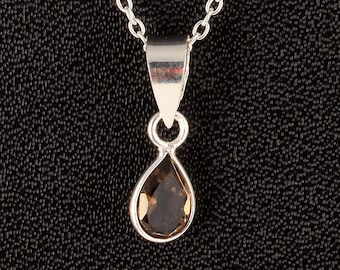Faceted Smoky Quartz Pendant: 925 Sterling Silver Bezel Set Jewelry