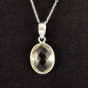 Natural Green Amethyst Necklace Pendant, 925 Sterling Silver Charm Jewelry, Faceted Genuine Amethyst Gemstone, Elegant Gifts for Her, P26